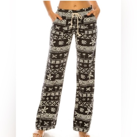 CALI 1850 Drawstring Pants Flowy BOHO Linen Blend  SZ S - Picture 1 of 8